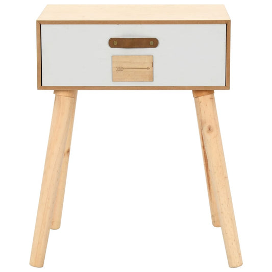 Mesita De Noche Con Cajón Madera Pino Maciza 44x30x58,5 Cm_0