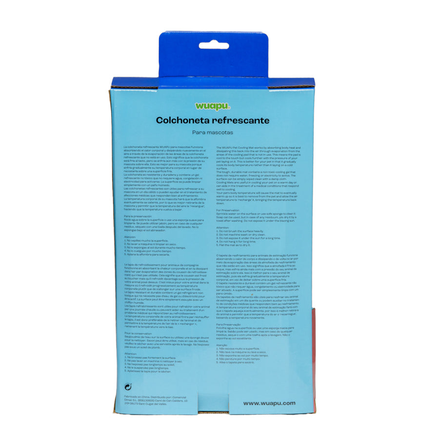 Colchoneta De Gel Refrescante Para Perro Talla Xl De 100x60cm En Color Azul Liso Wuapu_2