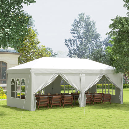 Outsunny Carpa Plegable 6x3 M Con 6 Paneles 2 Puertas Con Cremallera Blanco_1