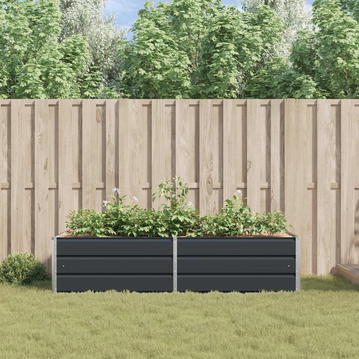 Jardinera Gris Antracita 195 X 100 X 45 Cm Acero Galvanizado_3