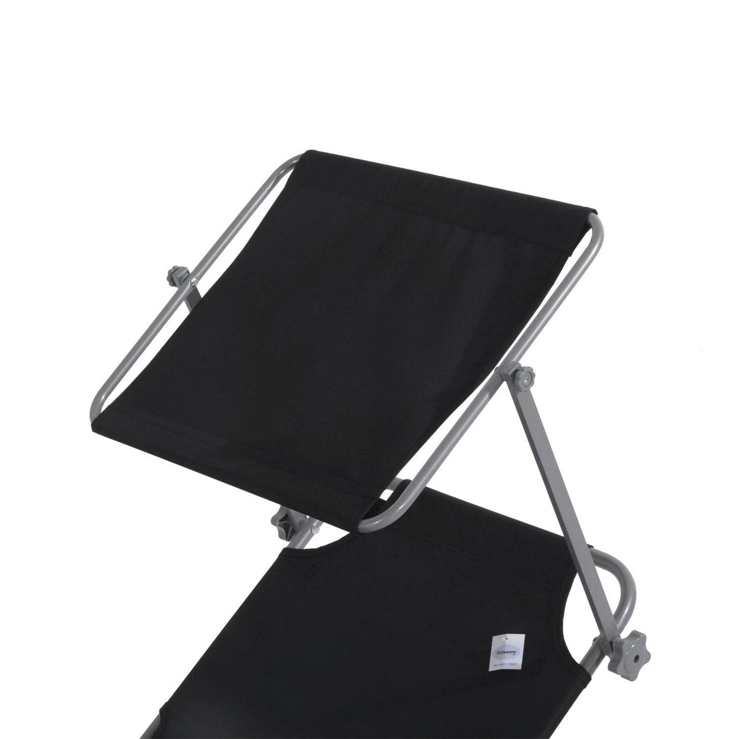 Outsunny Conjunto De 2 Tumbonas Plegables Con Toldo 187x58x36cm Negro_3