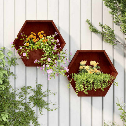 Jardineras De Pared 2 Uds Acero Corten Oxidado 46x10x40 Cm_1