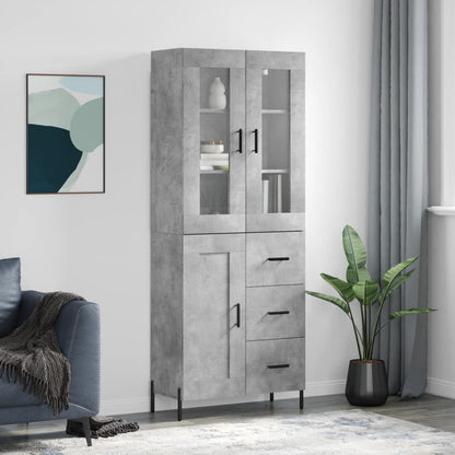 Aparador Alto Madera Contrachapada Gris Hormigón 69,5x34x180 Cm_0