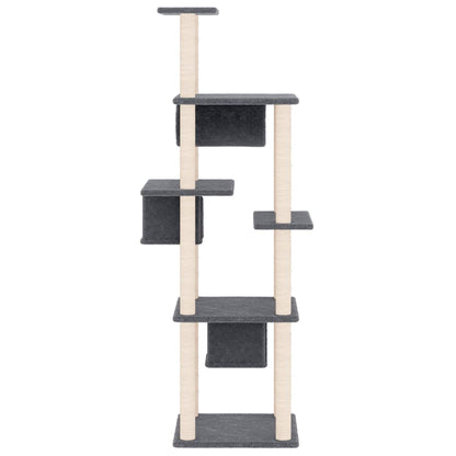 Rascador Para Gatos Con Postes De Sisal Gris Oscuro 169 Cm_3