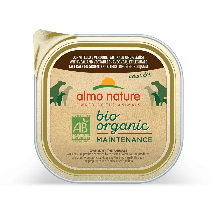 9ux300gr Tarrina De Paté Almo Para Perro Biorganic De Ternera Y Vegetales_0