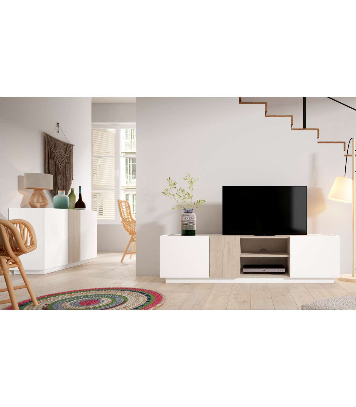 Mueble Aparador Modelo Celia 3 Puertas Acabado Blanco/sahara, 130.1cm(ancho) 78cm(alto) 41_3