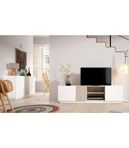 Mueble Aparador Modelo Celia 3 Puertas Acabado Blanco/sahara, 130.1cm(ancho) 78cm(alto) 41_4