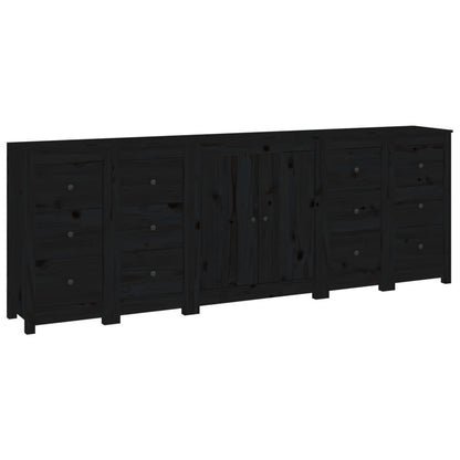 Aparador De Madera Maciza De Pino Negro 230 X 35 X 80 Cm_1