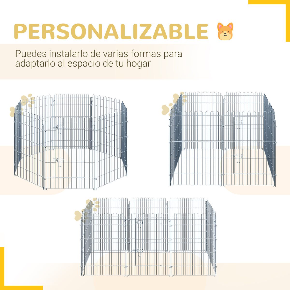Pawhut Parque Para Perros De 8 Piezas 63x76 Cm Con 1 Puerta Plata_3