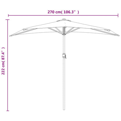 Vidaxl Sombrilla Balcón Semicircular Palo Aluminio Azul 270x144x222 Cm_2