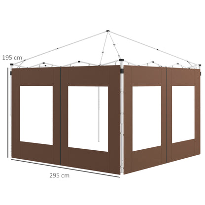 Outsunny Paredes Laterales Para Carpa De 2 Paneles 295x195 Cm Marrón_2