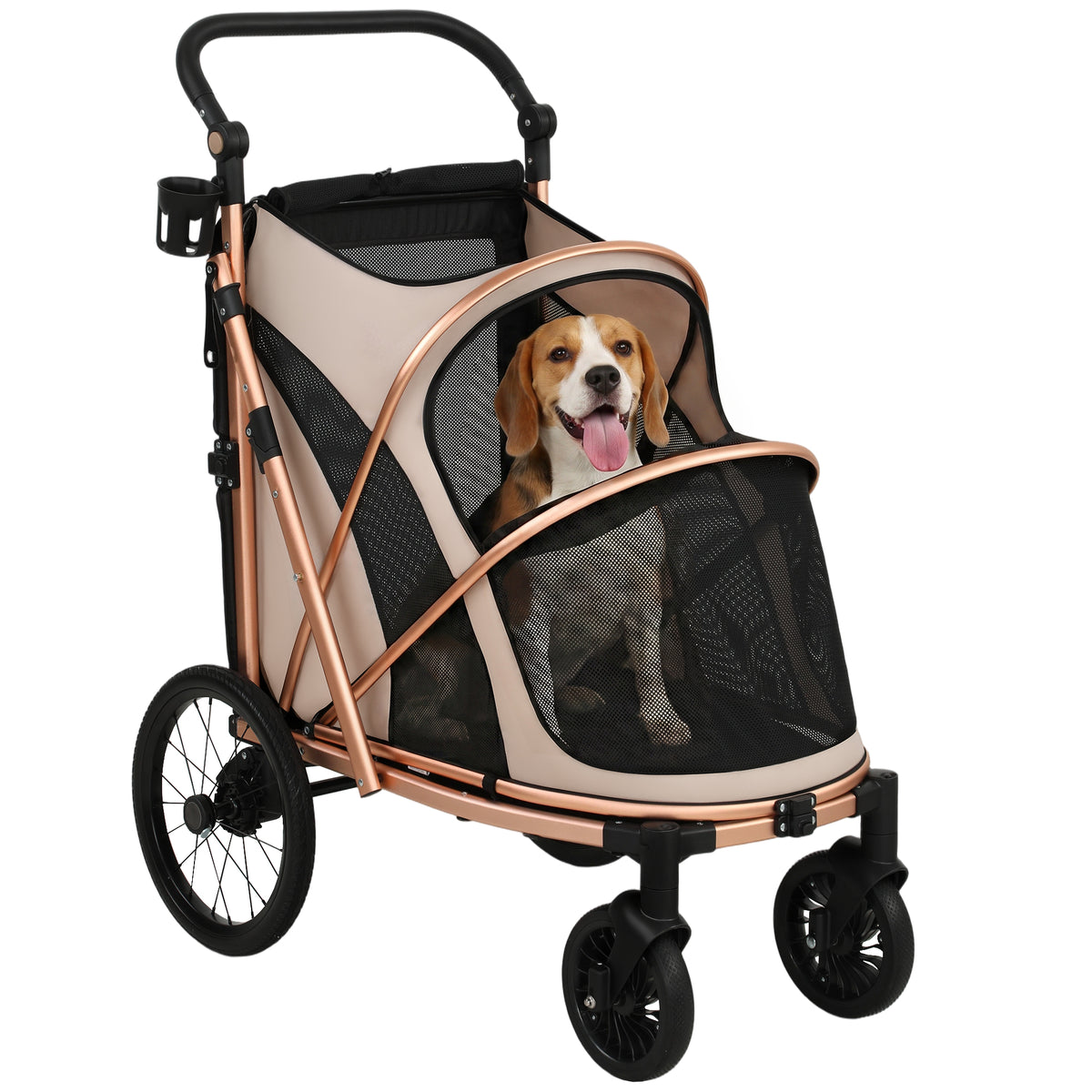 Pawhut Carrito Para Perros Plegable Hasta 20 Kg Con Ruedas Grandes Y Suspensión_0