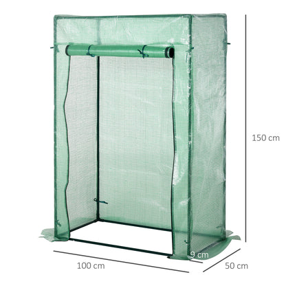 Outsunny Invernadero Con Puerta Enrollable De Acero Y Pe 100x50x150 Cm Verde_2