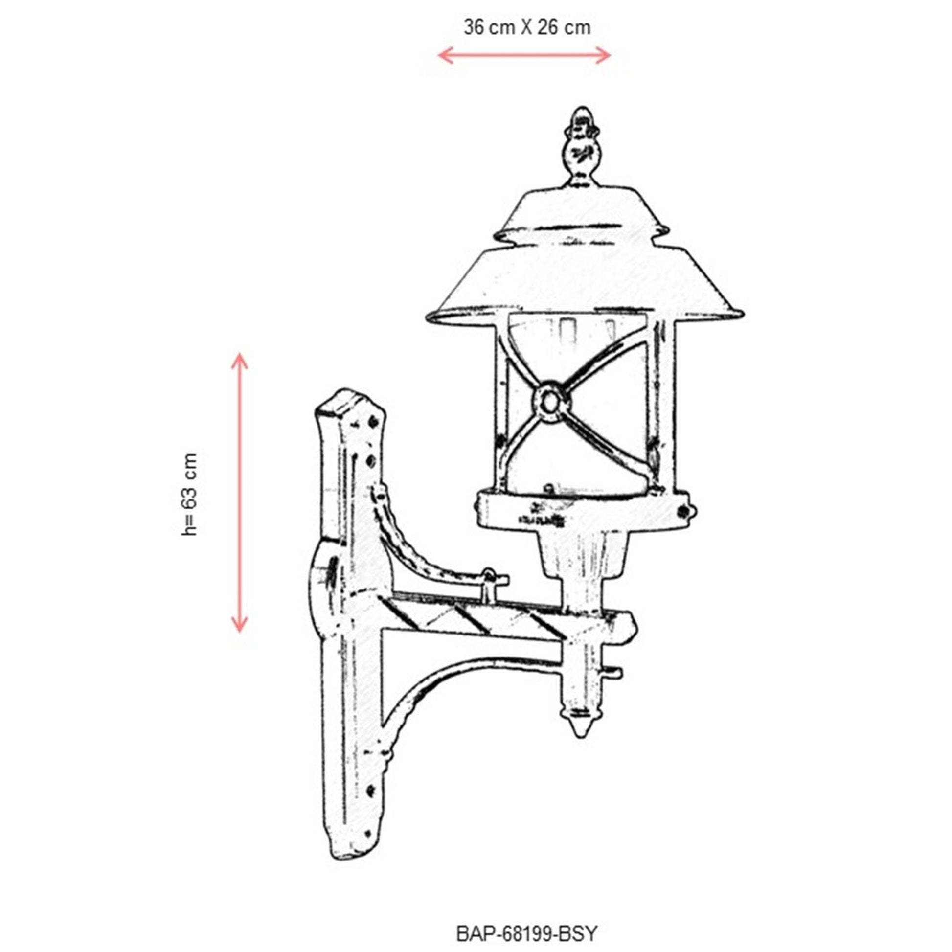 Aplique De Pared Para Exterior, Abs , Negro, 36x36x63, Casquillo E 27 Max 60 W