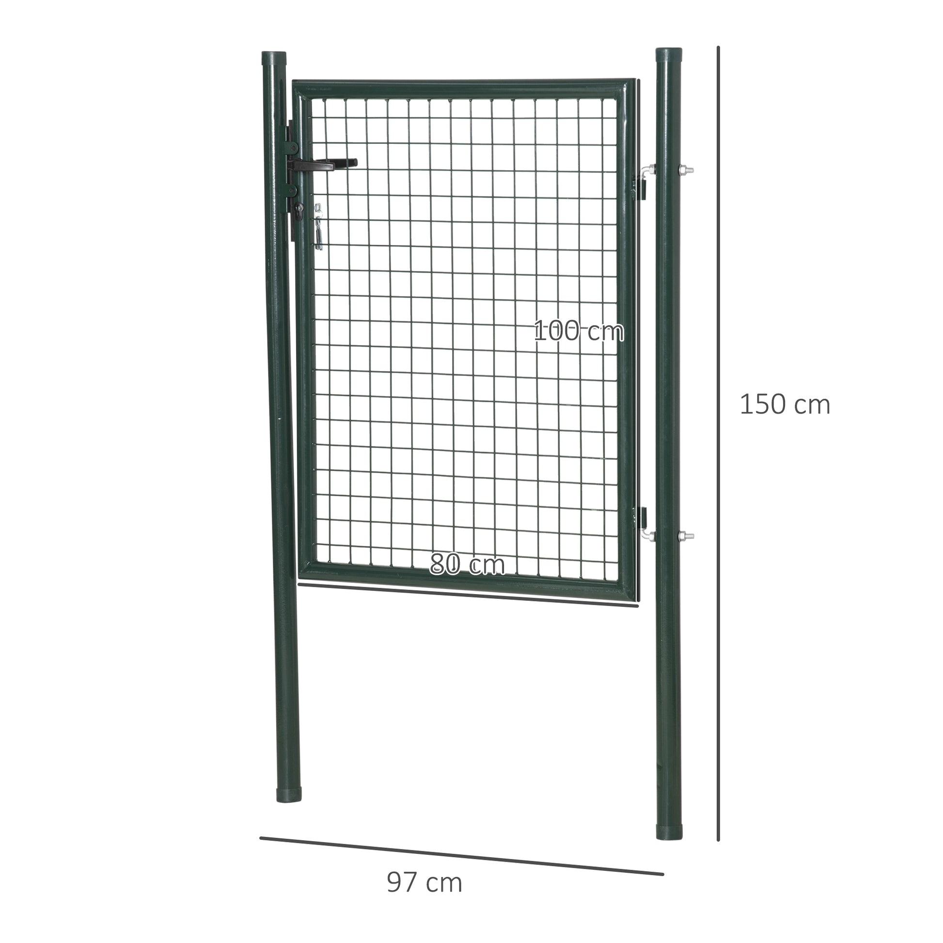 Homcom Puerta Verja De Jardín De Acero Con Cerradura Manija Y 3 Llaves 97x150 Cm_2