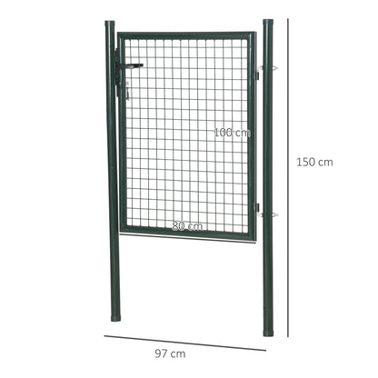 Homcom Puerta Verja De Jardín De Acero Con Cerradura Manija Y 3 Llaves 97x150 Cm_2