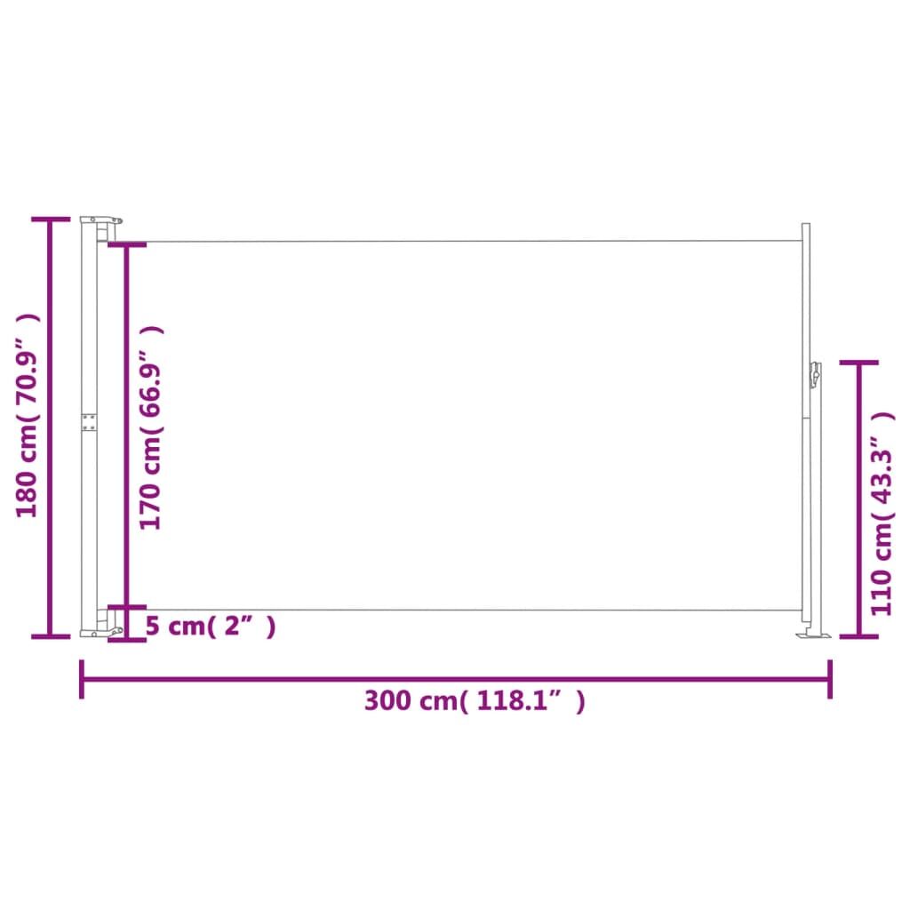 Vidaxl Toldo Lateral Retráctil De Jardín Azul 180x300 Cm_2