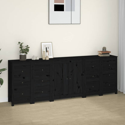 Aparador De Madera Maciza De Pino Negro 230 X 35 X 80 Cm_0