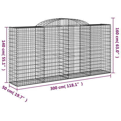 Cestas De Gaviones 2 Uds Forma De Arco Hierro 300x50x140/160 Cm_5