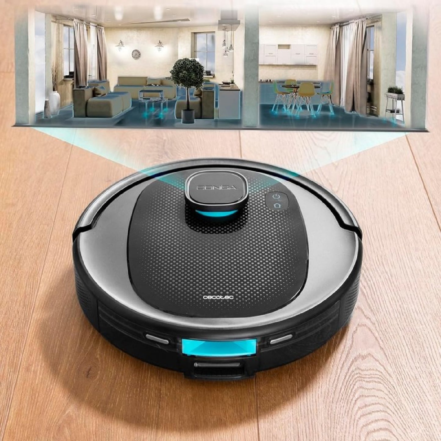 Cecotec Robot Aspirador Conga 7490 Eternal Home Genesis. Itech Laser Eye 4en1 Room Plan Base-smartclean 3000 Pa Fregado_3
