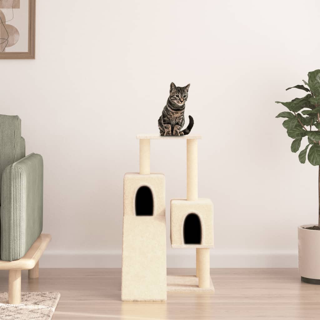 Rascador Para Gatos Con Postes De Sisal Color Crema 82 Cm_1