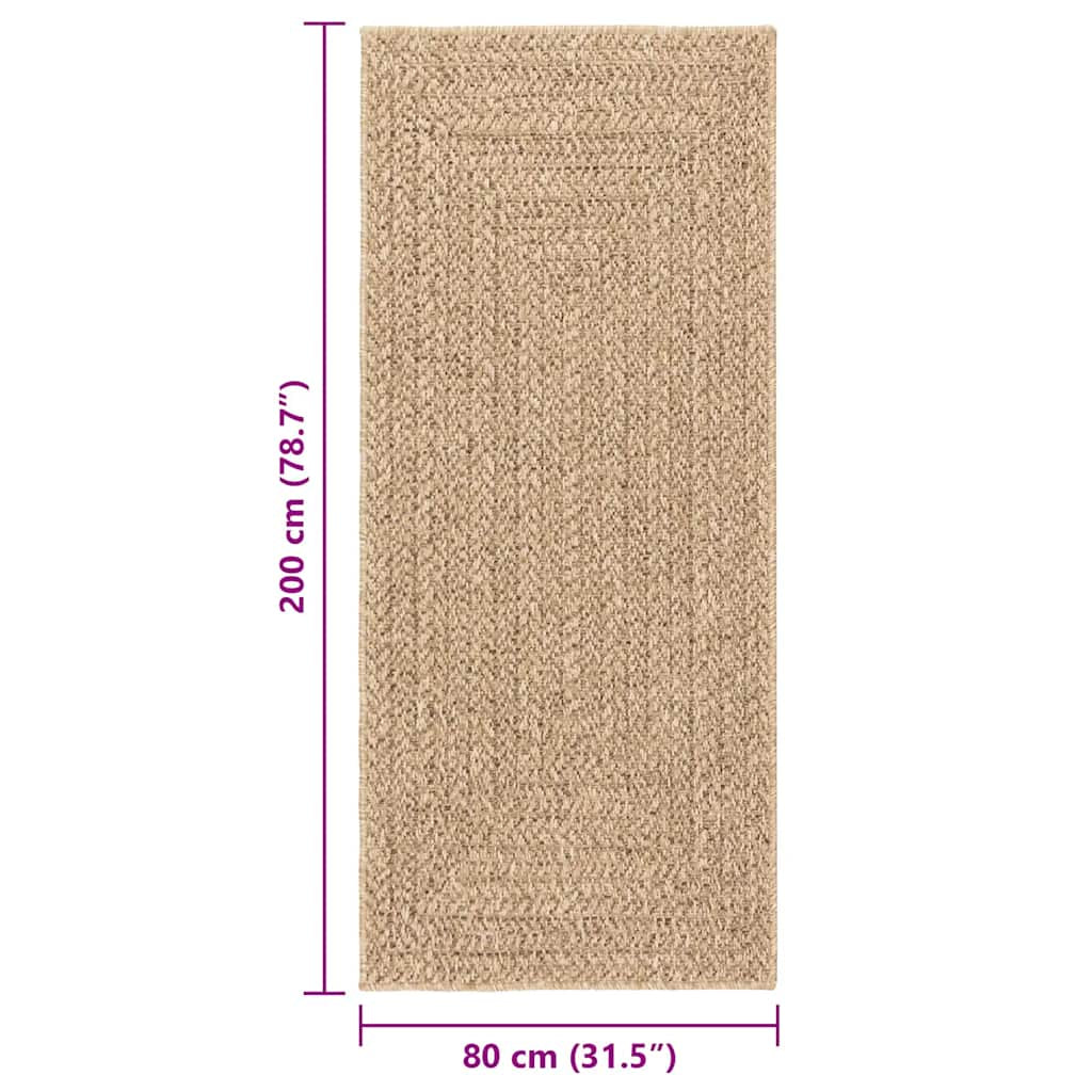 Vidaxl Alfombra Zizur Apariencia Yute Interior Exterior Beige 80x200cm_2