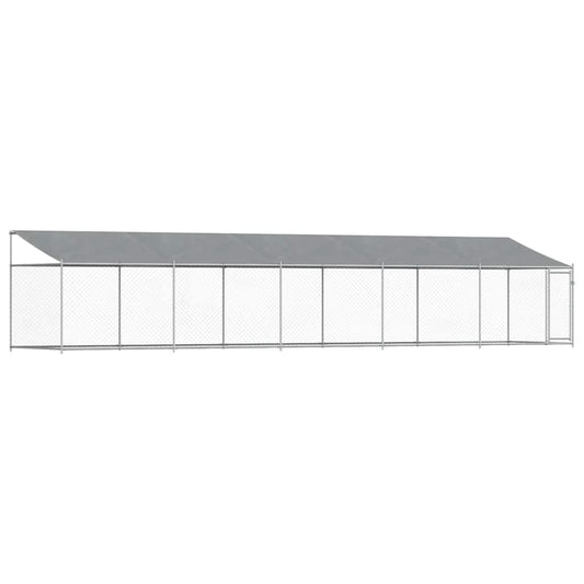 Jaula De Perros Techo Y Puerta Acero Galvanizado Gris 10x2x2 M_0