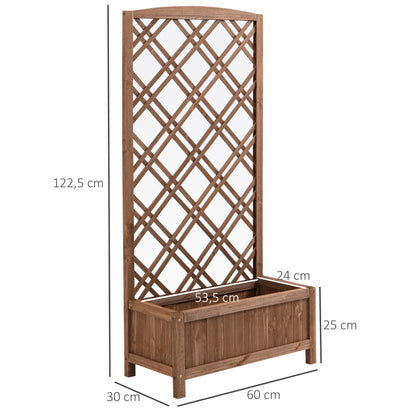 Jardinera Con Enrejado Outsunny Madera De Abeto Madera Natural 60x30x122,5 Cm_2