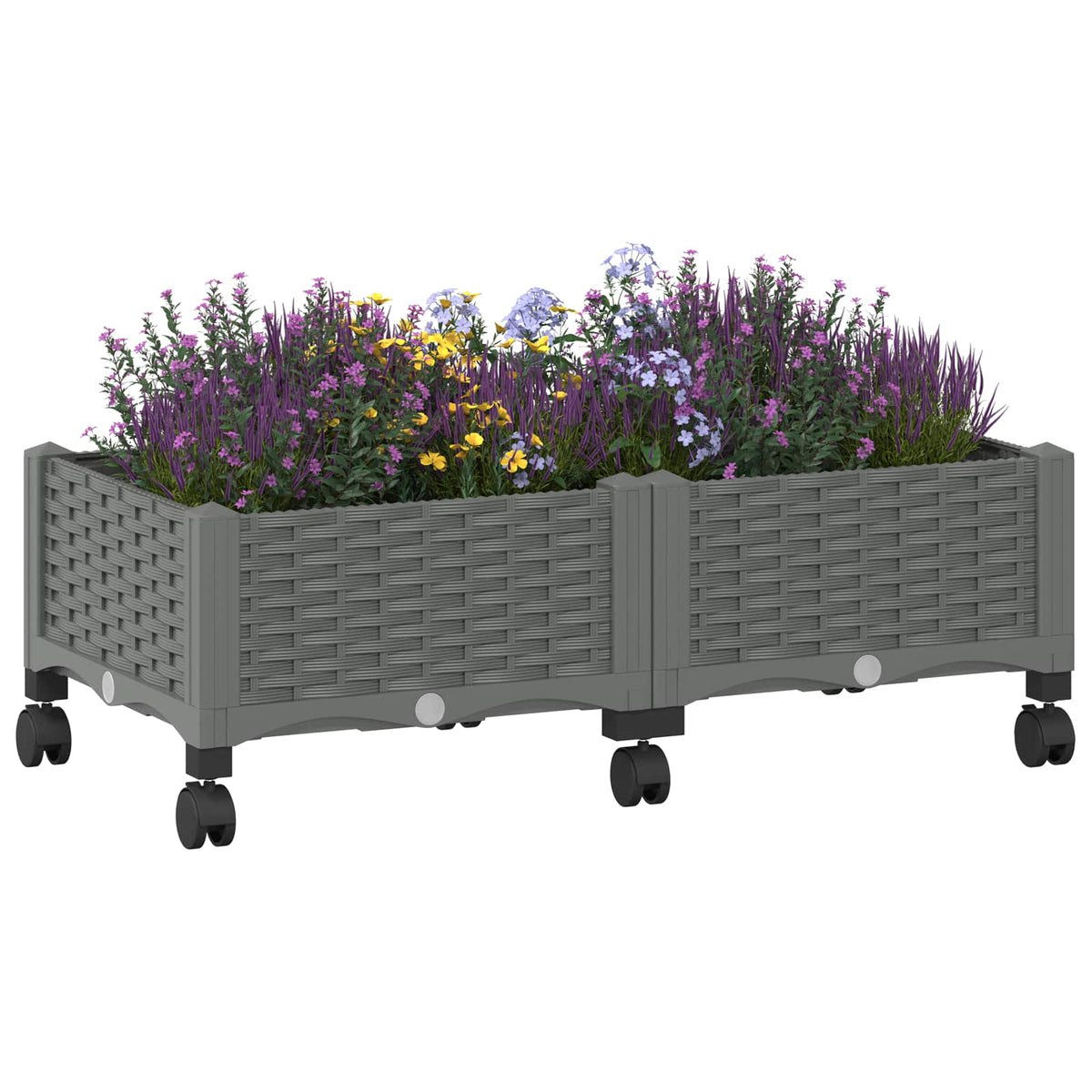 Macetero De Jardín Con Ruedas Gris Claro 80 X 40 X 29 Cm Pp_2