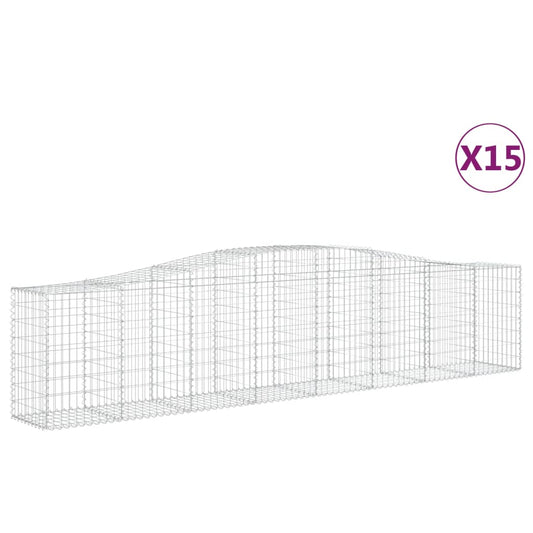 Cestas De Gaviones 15 Uds Forma De Arco Hierro 400x50x80/100 Cm_0