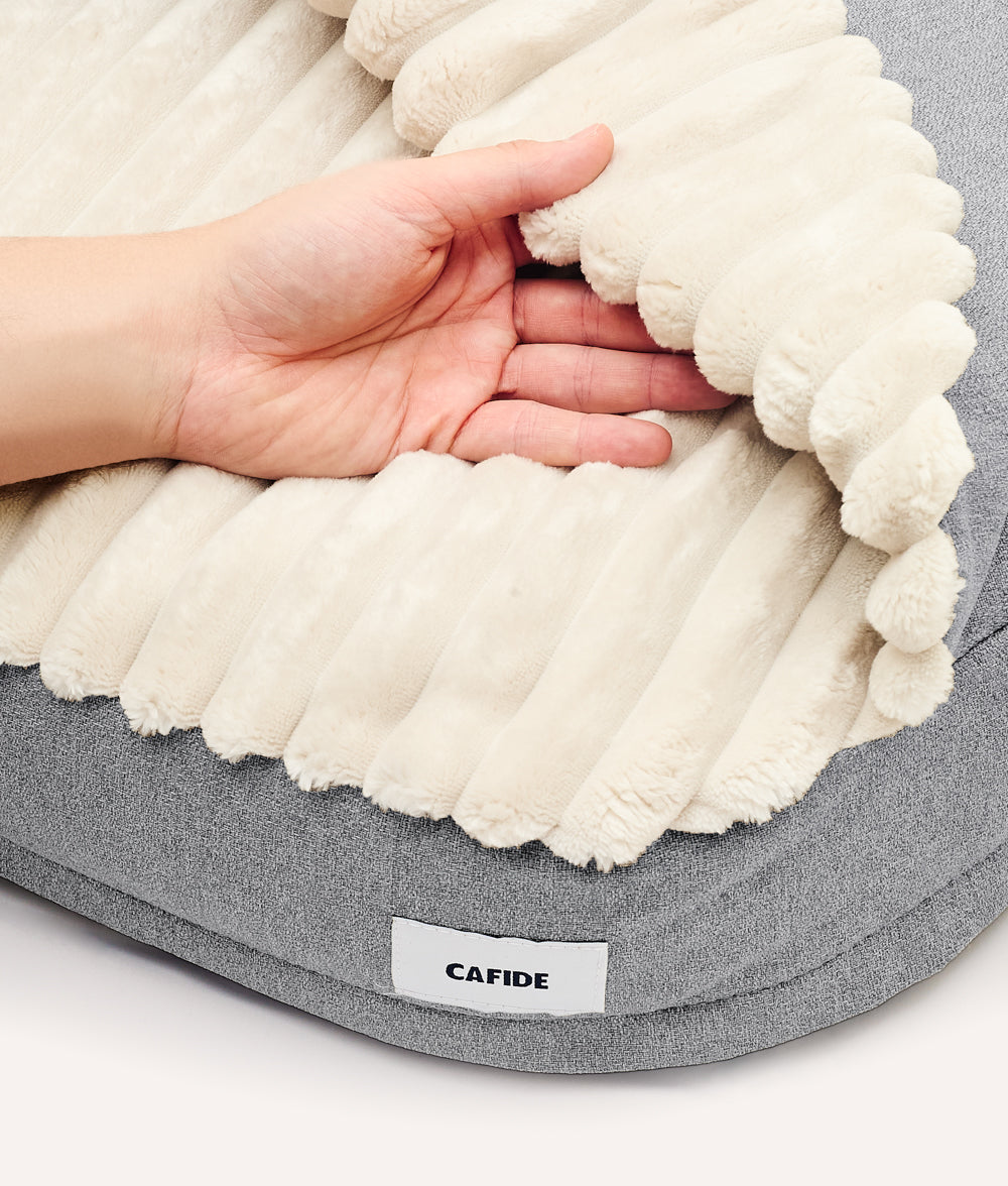 Cafide Cama Con Capucha Para Perro Con Tejido Chenilla Gris. Modelo Maso. Talla S (50x60x10 Cm)_4