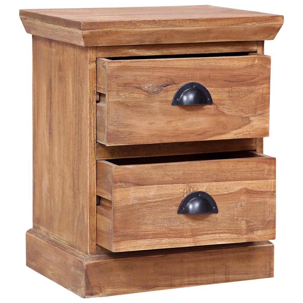 Mesita De Noche Madera De Teca Maciza 40x30x50 Cm_1