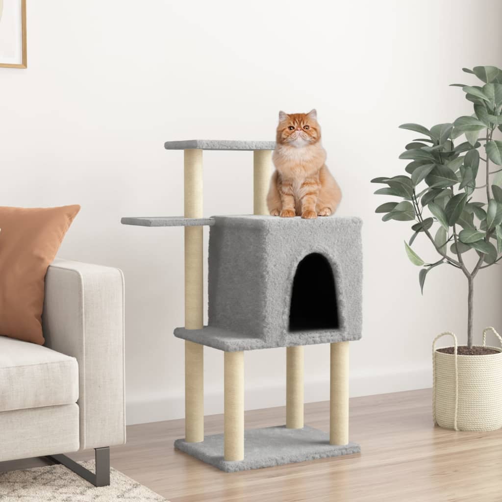 Rascador Para Gatos Con Postes De Sisal Gris Claro 97 Cm_1