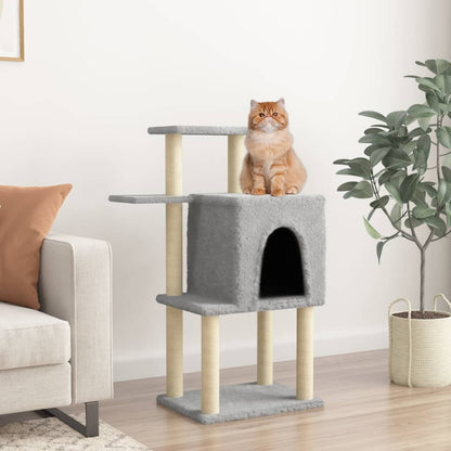 Rascador Para Gatos Con Postes De Sisal Gris Claro 97 Cm_1