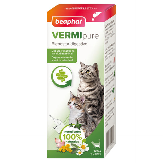 Beaphar VERMIpure Solução Antiparasitária Líquida Natural para Gatos e Gatinhos 50 ml
