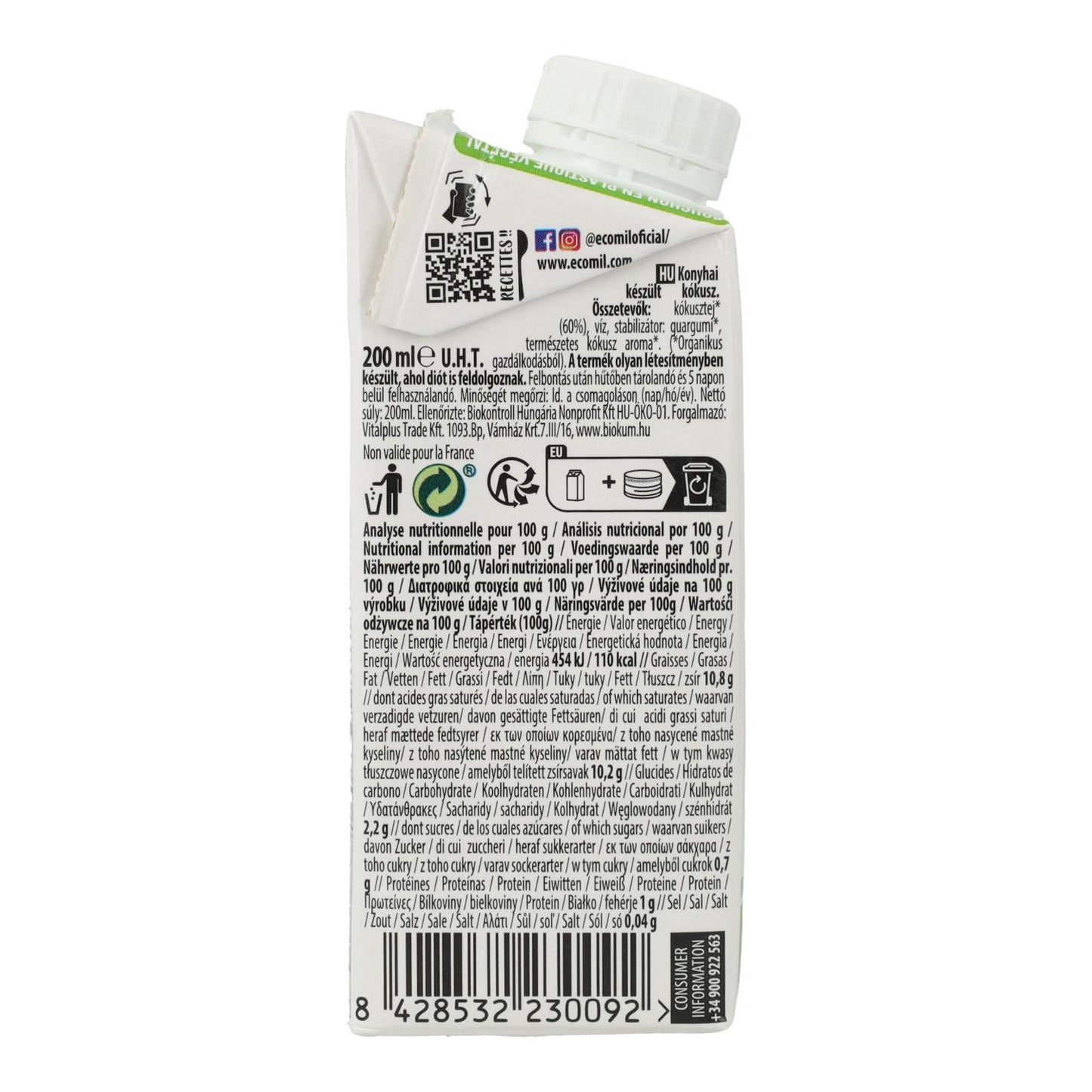 Preparação culinária Leite de Coco Cuisine Ecomil 500 ml