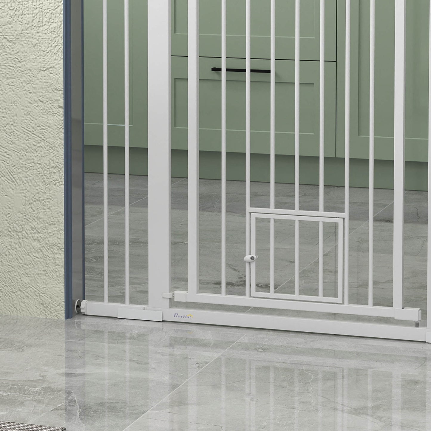 Pawhut Barrera De Seguridad Para Perros Con Ancho Ajustable 76-104 Cm Blanco_4