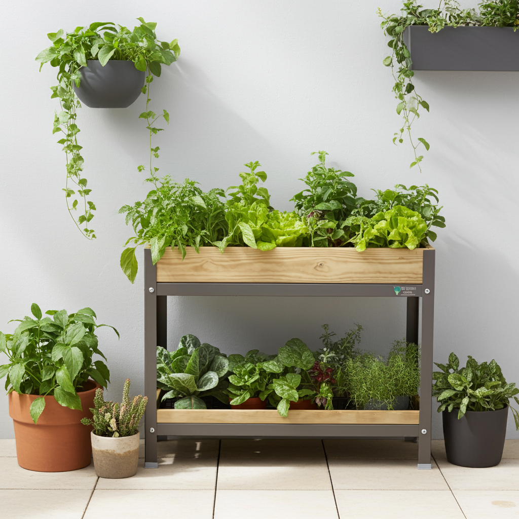 MI HUERTO URBAN Jardinera Elevada Madera con Bandeja Recoge Aguas | Estructura Metálica | Gris | 90x60x78cm_4