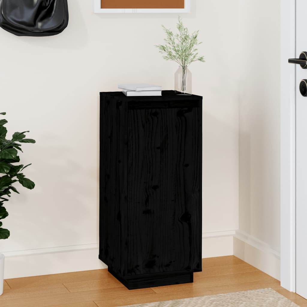Armario Zapatero De Madera Maciza De Pino Negro 35x35x80 Cm / Vetonek_1