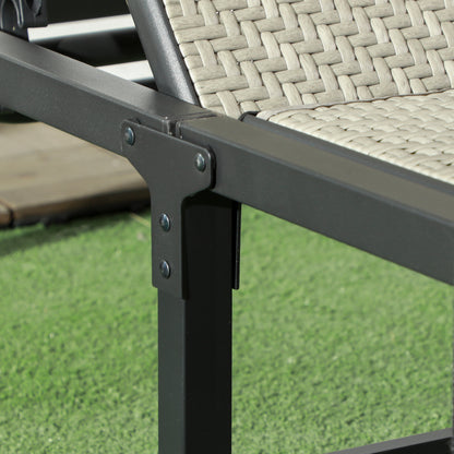 Outsunny Tumbona De Ratán Reclinable Plegable Con Respaldo Ajustable Gris Claro_3