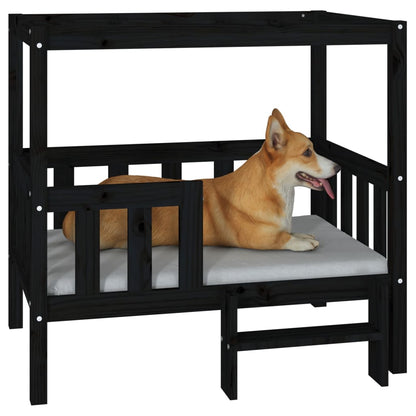 Vidaxl Cama Para Perros Madera Maciza De Pino Negro 95,5x73,5x90 Cm_3