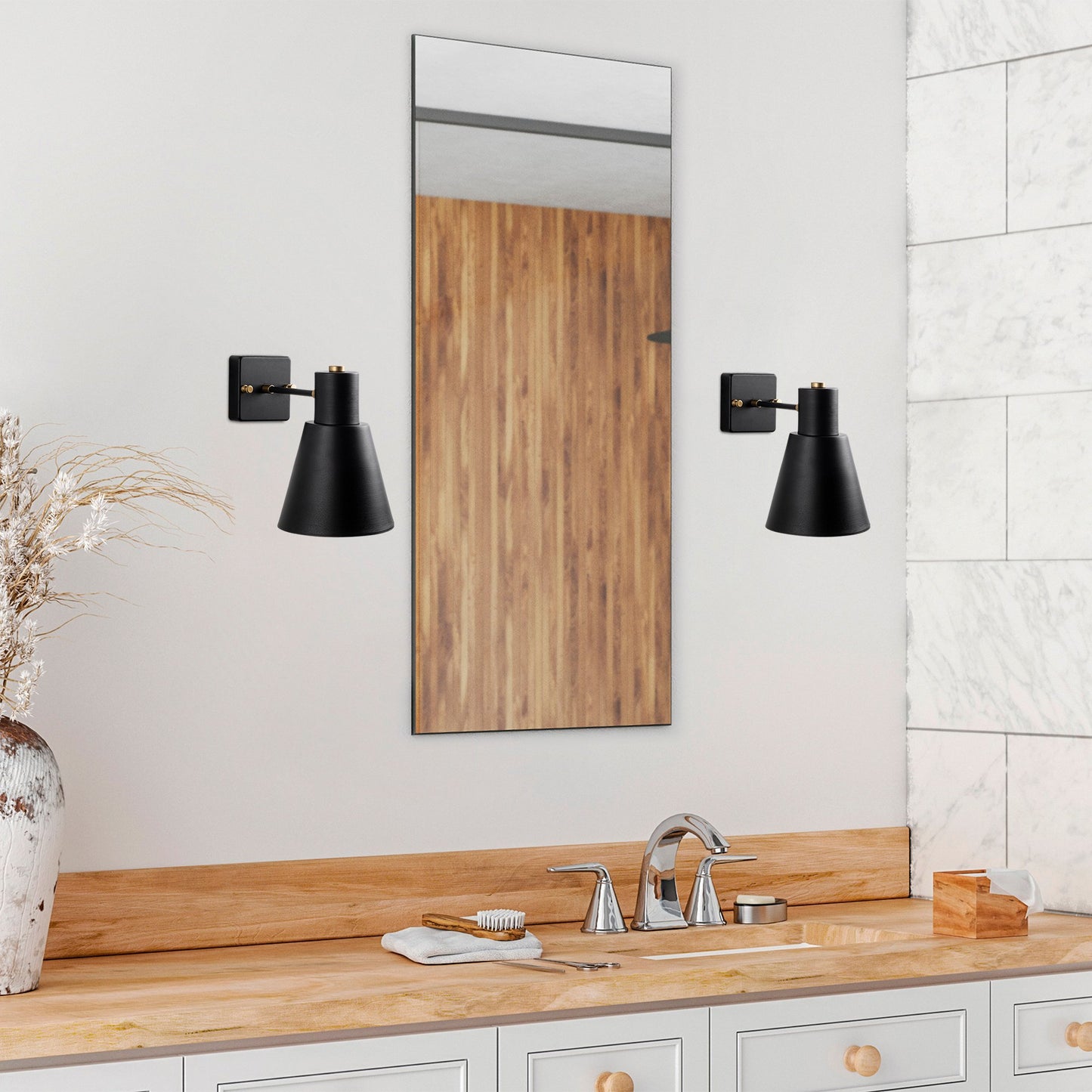 Aplique De Pared, Metal , Negro, 14x24x21, Casquillo E27 Max 40 W