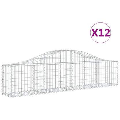 Cestas De Gaviones 12 Uds Forma De Arco Hierro 200x30x40/60 Cm_0