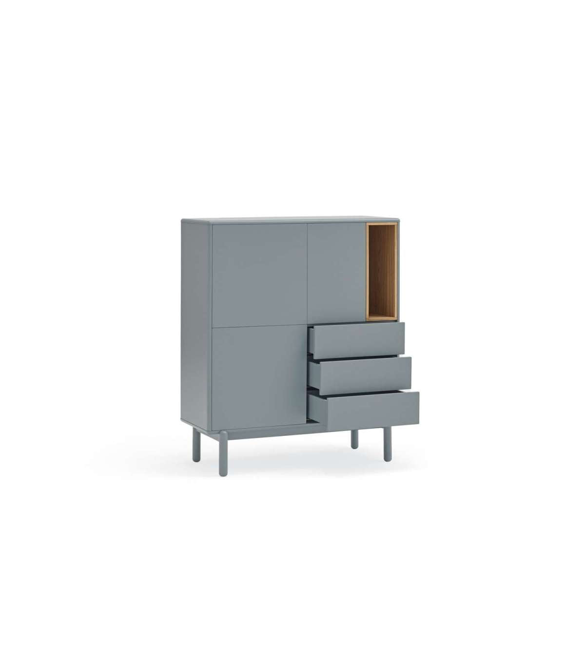 Mueble Auxiliar Modelo Corvo 3 Puertas 3 Cajones Acabado Gris Perla, 40cm(ancho) 120cm(al_3