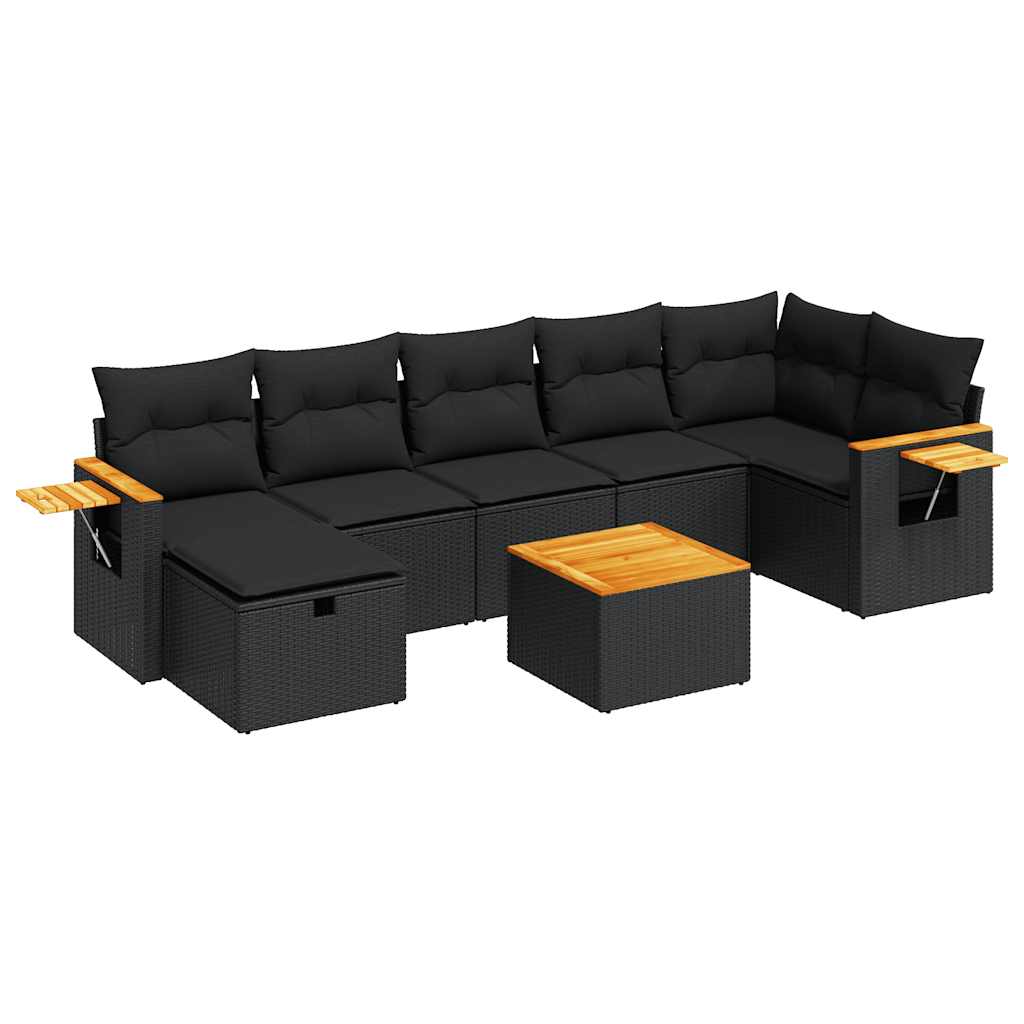 Set De Sofás De Jardín Y Cojines 8 Piezas Ratán Sintético Negro / Vetonek_2