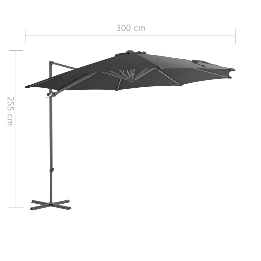 Vidaxl Sombrilla Jardín Voladiza Palo De Acero Antracita 300 Cm_2
