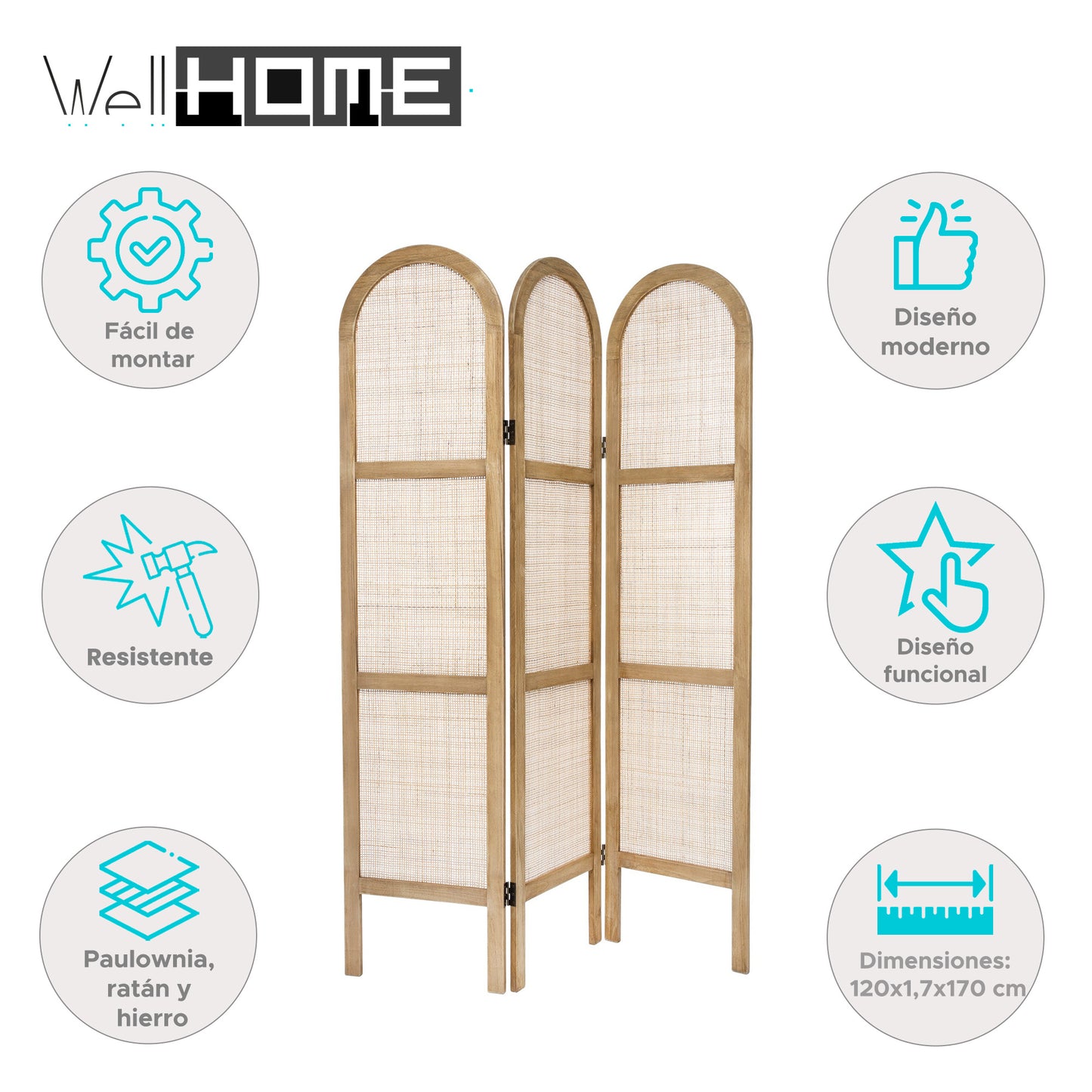 Well Home - Biombo De Rejilla De Mimbre 170 Altura_1