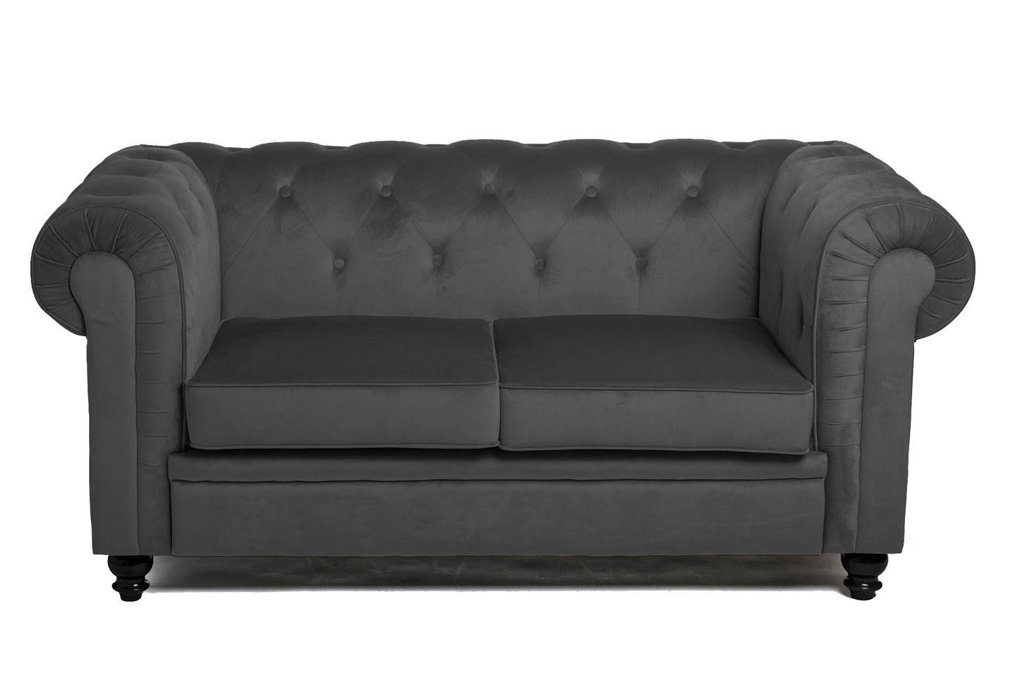 Chesterfield Terciopelo Gris 2 Plazas Vintage 158x82x72cm- Sofá Recto_1