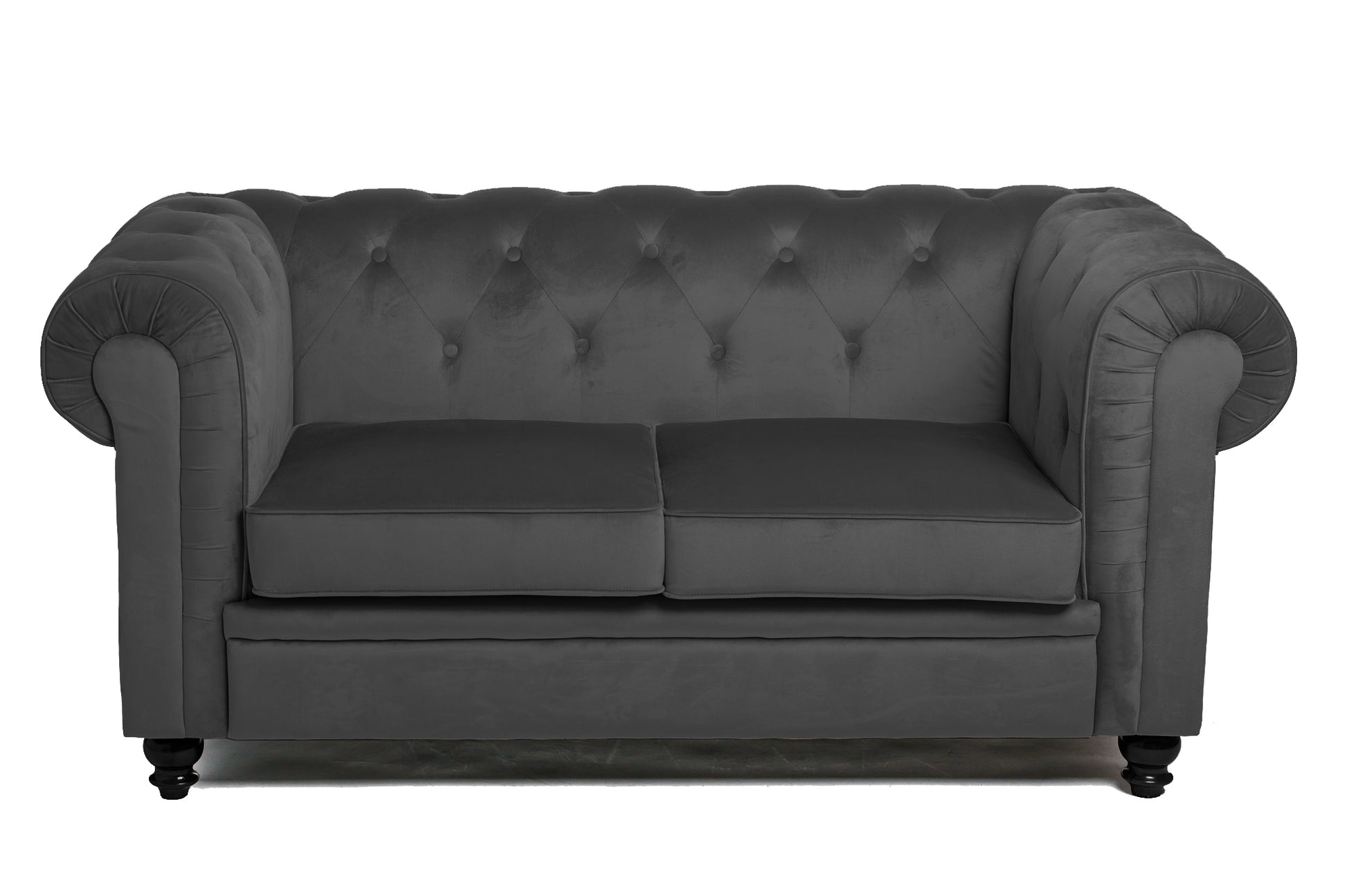 Chesterfield Terciopelo Gris 2 Plazas Vintage 158x82x72cm- Sofá Recto_1