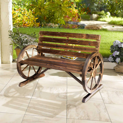 Banco De Jardín Outsunny Madera De Abeto Marrón Rústico 105,5x59x75 Cm_1